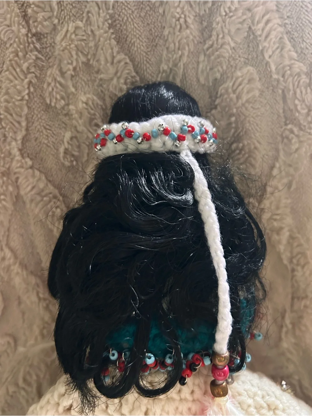 Beautiful Native American Princess Doll With Crocheted Dress And Headband